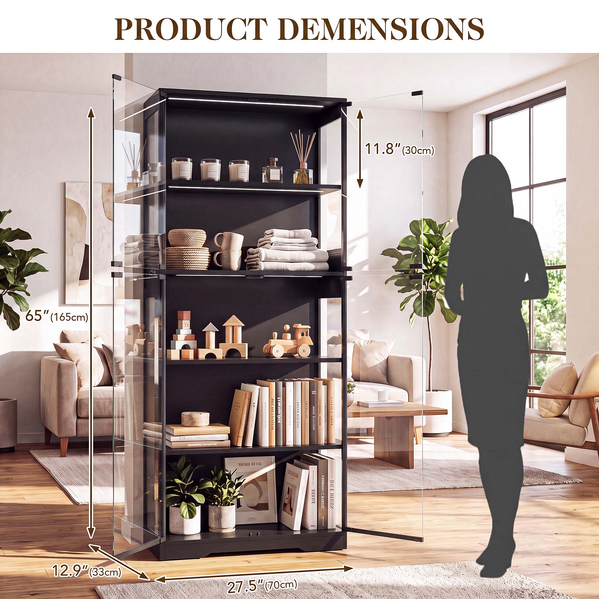 TCGBKAF 5‑Tier Display Cabinet - Lighting Decoration For Home recension och pris