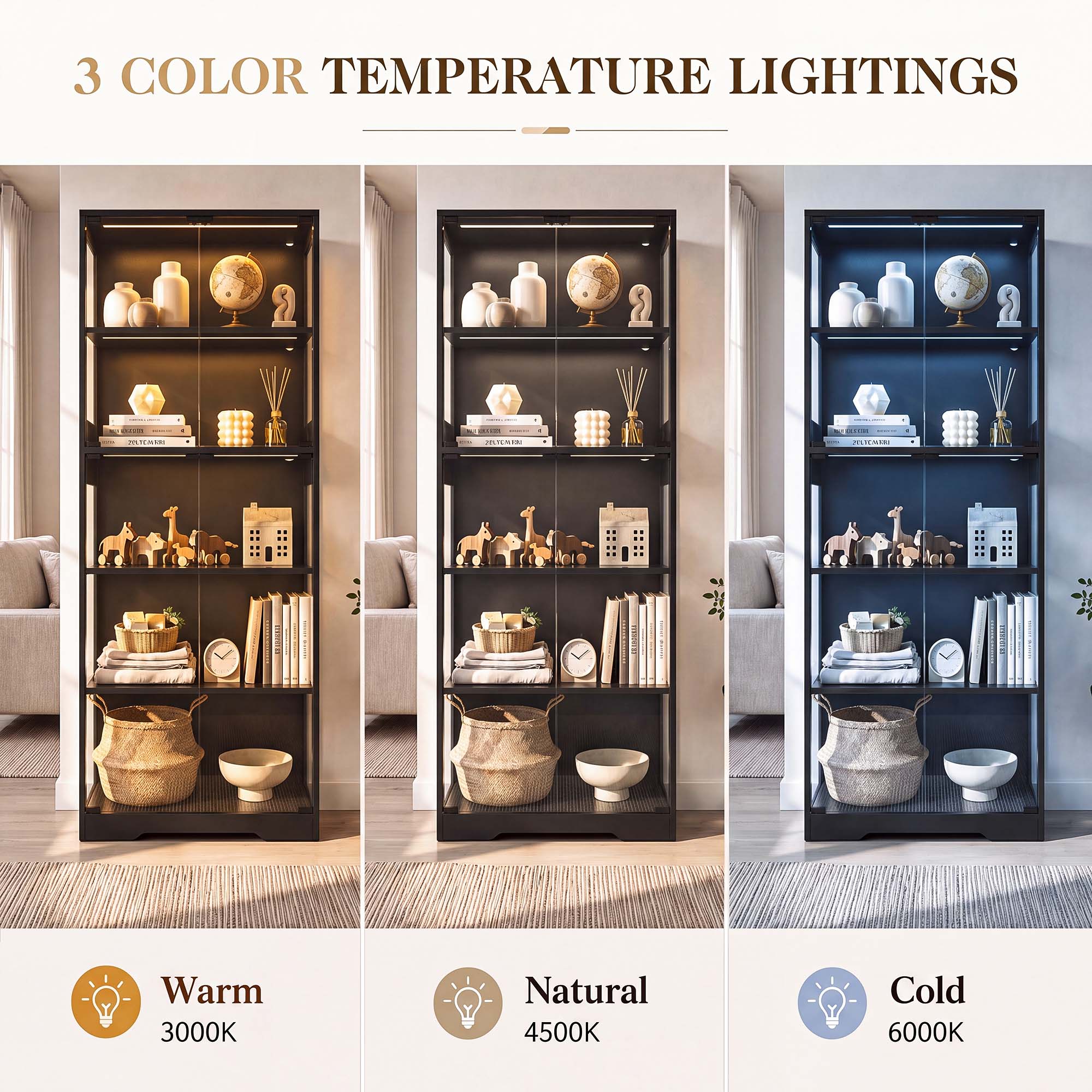 TCGBKAF 5‑Tier Display Cabinet - Lighting Decoration For Home recension och pris