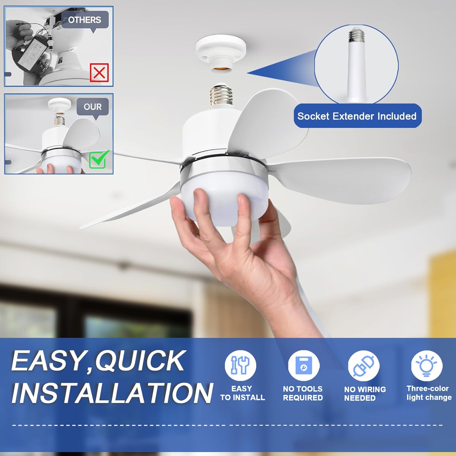Socket Fan Light with Remote,  - Lighting Decoration For Home recension och pris
