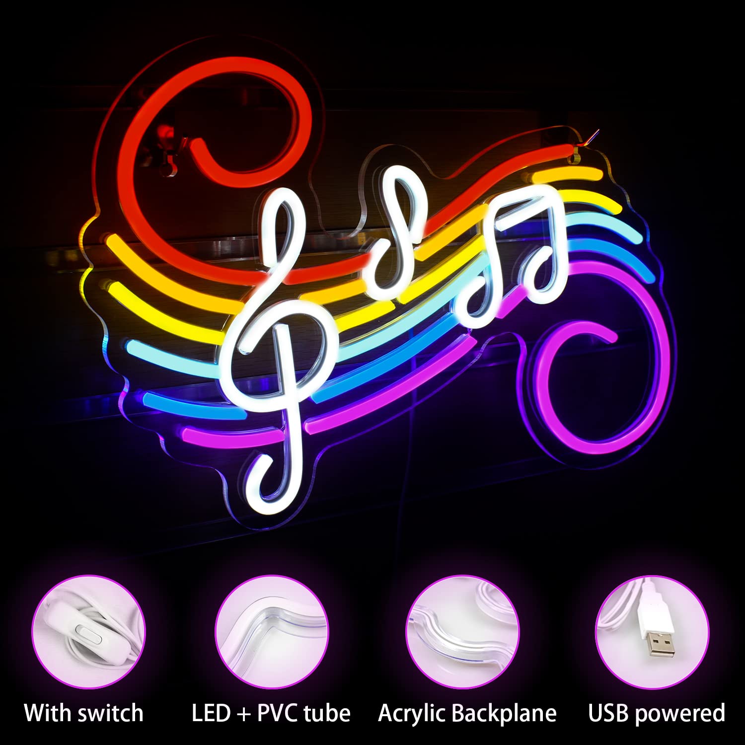 Music Notes Neon Sign Customiz - Lighting Decoration Wedding recension och pris