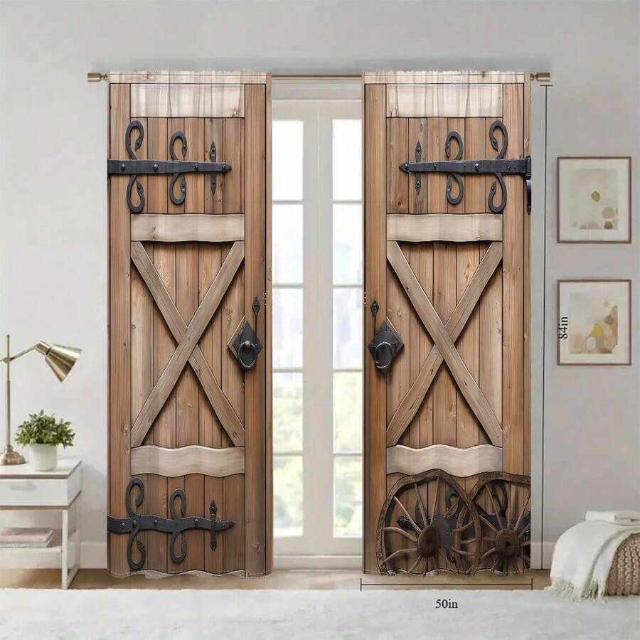 2pcs Rustic Barn Door Curtains - Vintage Lighting Decor recension och pris