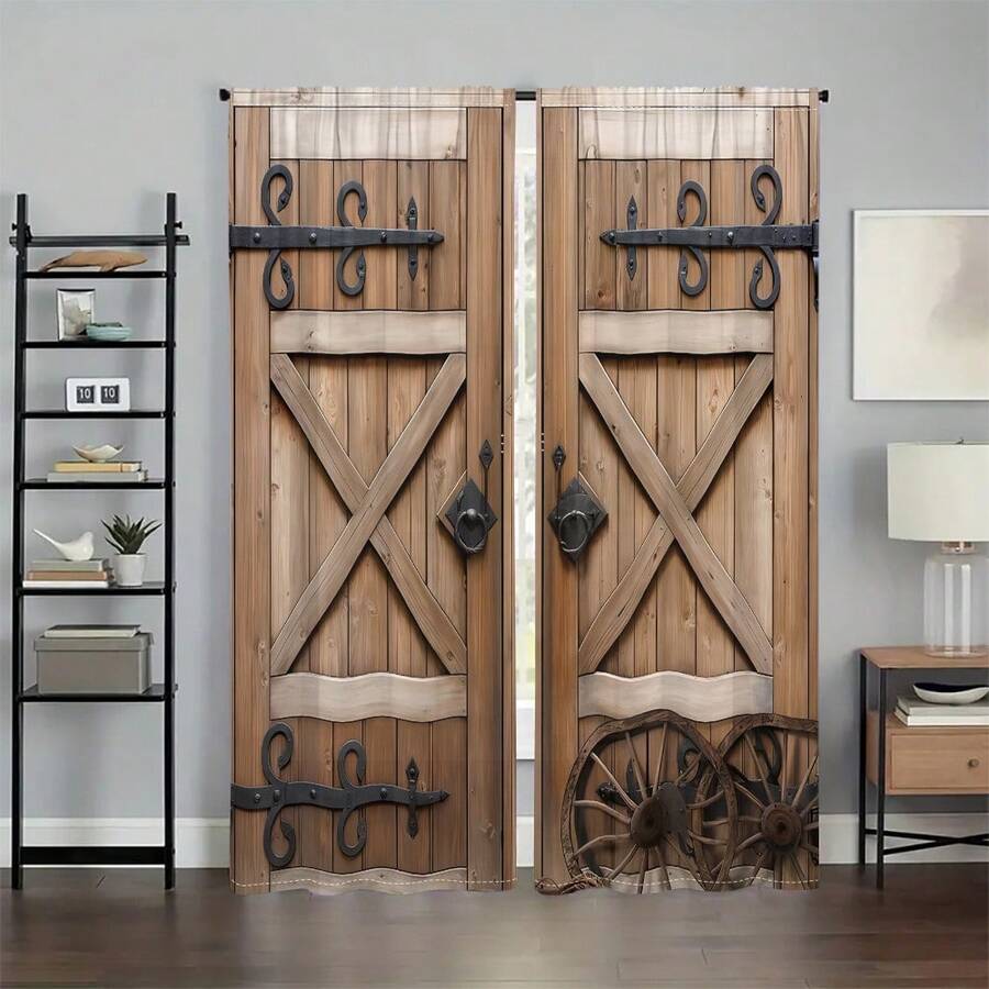 2pcs Rustic Barn Door Curtains - Vintage Lighting Decor recension och pris