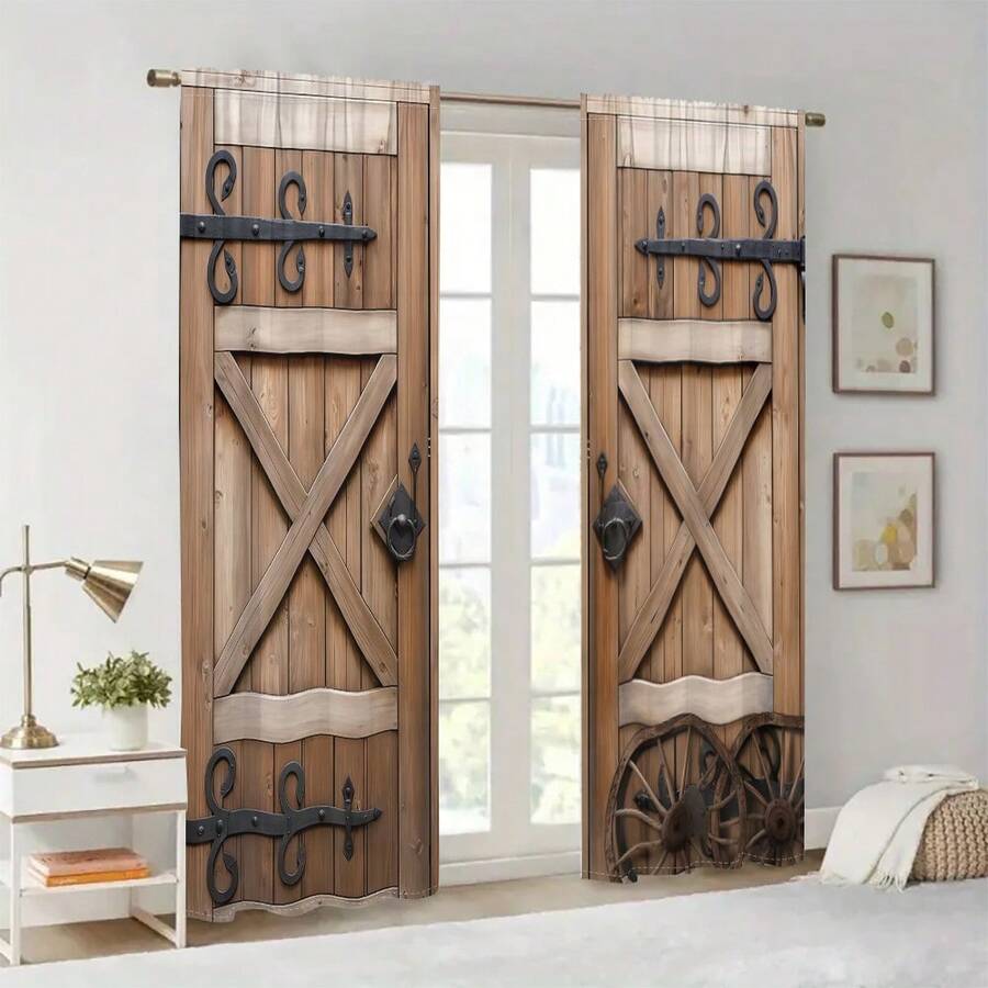 2pcs Rustic Barn Door Curtains - Vintage Lighting Decor recension och pris