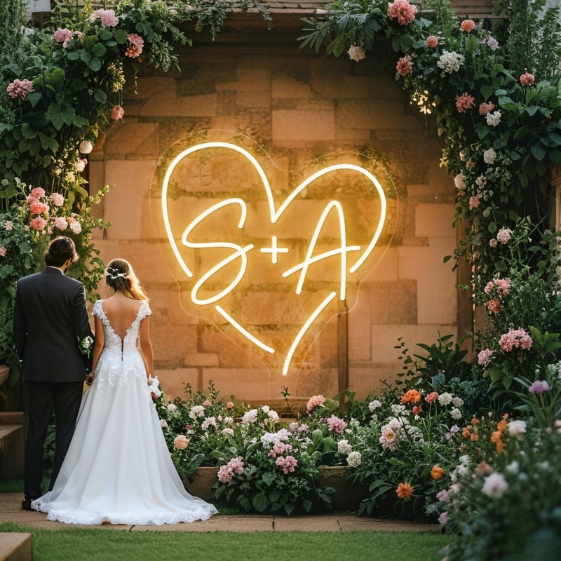 Custom Initials Heart LED Neon - Lighting Decoration Wedding recension och pris