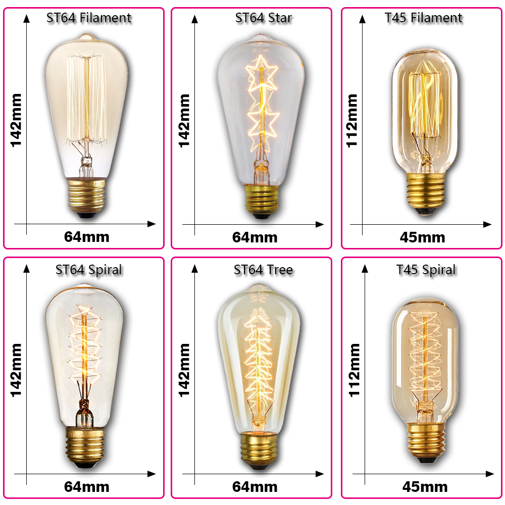Retro Edison Light Bulb E27 40 - Vintage Lighting Decor recension och pris